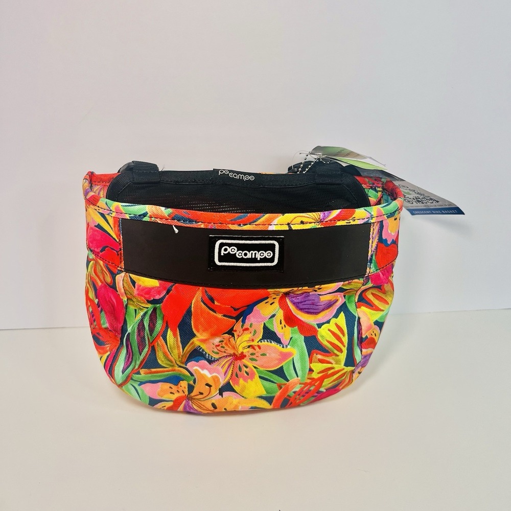 Po Campo Crescent Bicycle Basket - Bike Handlebar Bag - Tropical Nights